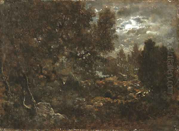 Clairiere de Foret, Clair de Lune Oil Painting by Theodore Rousseau