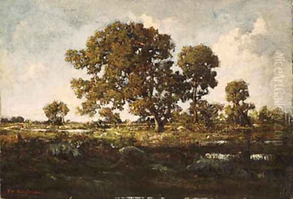 La Mare aux vipres en Fort de Fontainebleau (The Pond in the Forest of Fontainebleau) Oil Painting by Theodore Rousseau