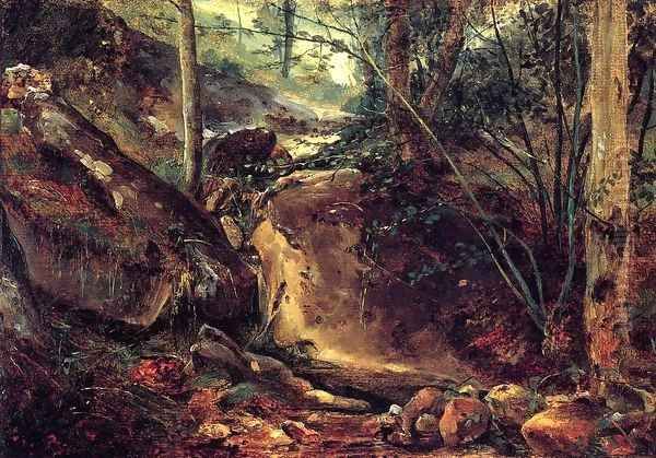 Mountain Stream in the Auverne 1830 Oil Painting by Theodore Rousseau