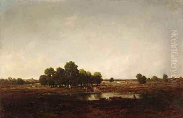 Paysage marecageux (Landscape with Marsh) Oil Painting by Theodore Rousseau