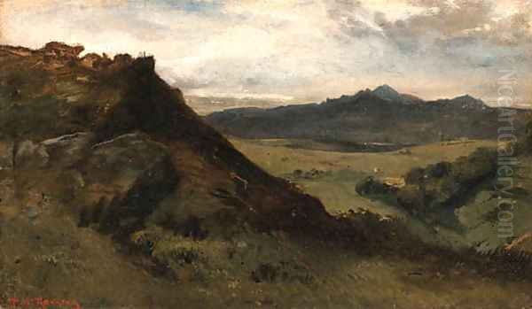 Vue de montagne, Auvergne Oil Painting by Theodore Rousseau