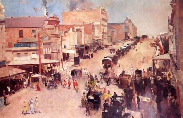 Bourke Street, Allegro Con Brio Oil Painting by Tom Roberts