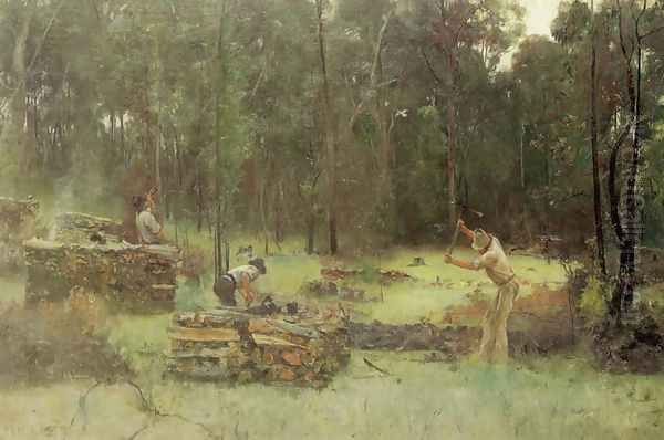 Charcoal Burners Oil Painting by Tom Roberts