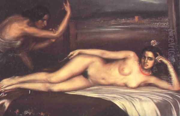 La nieta de la Trini Oil Painting by Julio de Romero de Torres