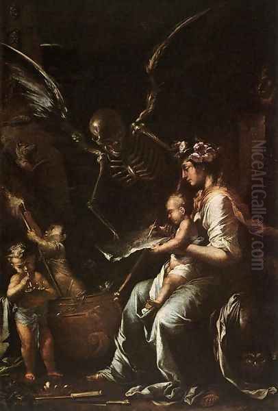 Human Fragility Oil Painting by Salvator Rosa