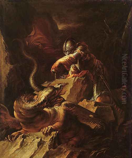 Jason Charming the Dragon Oil Painting by Salvator Rosa