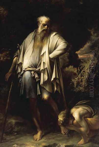 Diogenes Casting away his Cup 1650s Oil Painting by Salvator Rosa