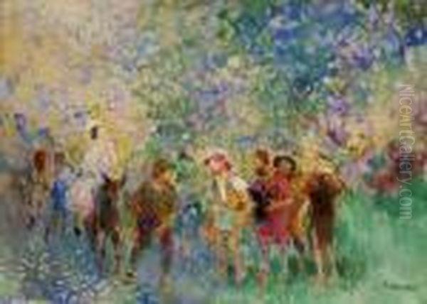 I Pellegrini Oil Painting by Plinio Nomellini