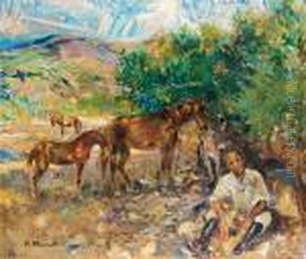 Il Cavallaro Oil Painting by Plinio Nomellini