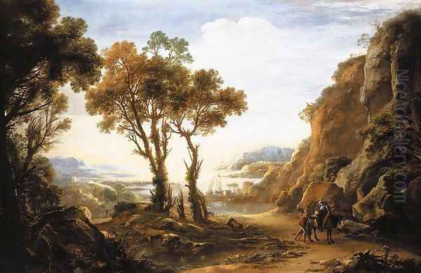 Evening Landscape 1640-43 Oil Painting by Salvator Rosa