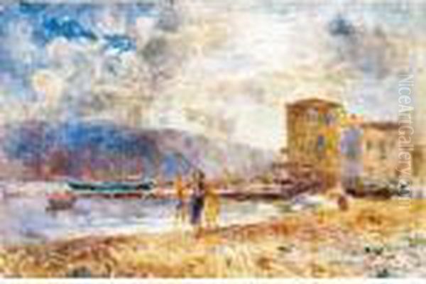 Paesello Dell'elba Oil Painting by Plinio Nomellini