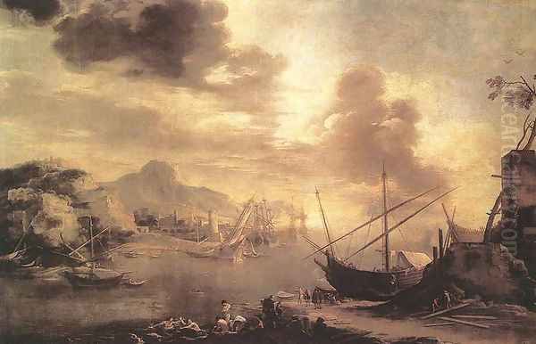 View of the Gulf of Salerno 1640-45 Oil Painting by Salvator Rosa