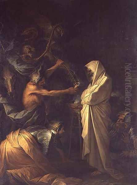 The Spirit of Samuel appearing to Saul at the house of the Witch of Endor, 1668 Oil Painting by Salvator Rosa