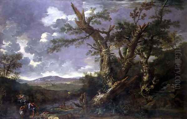 Landscape with the Baptism in the Jordan Oil Painting by Salvator Rosa