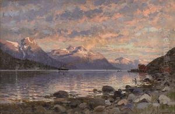 Kystlandskap I Ettermiddagssol Oil Painting by Adelsteen Normann