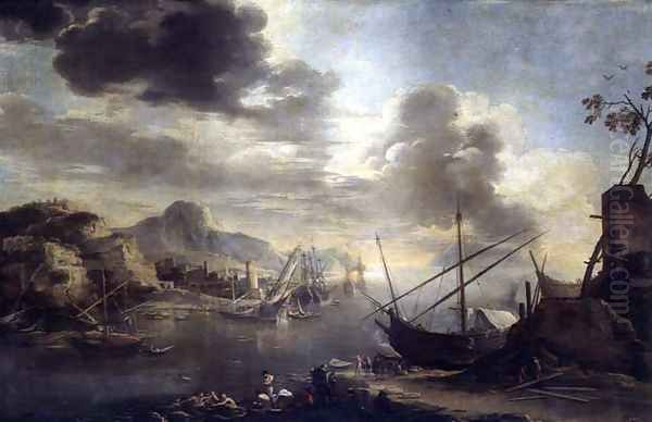 The Gulf of Salerno, c.1640-45 Oil Painting by Salvator Rosa