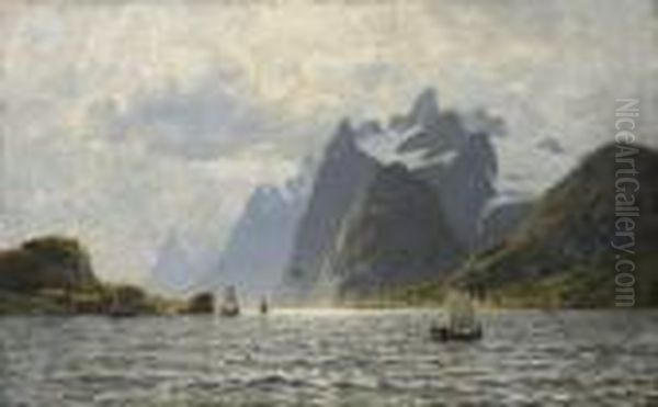 Norwegischer Fjord Oil Painting by Adelsteen Normann