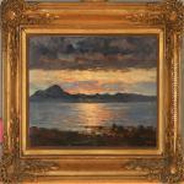 Coastal Scene Atsunset Oil Painting by Adelsteen Normann