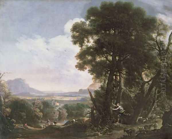 Erminia carves the name of Tancred on a tree Oil Painting by Salvator Rosa