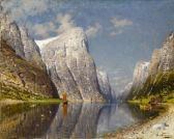 Norwegischer Fjord Oil Painting by Adelsteen Normann