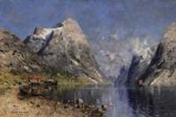 Fjord Oil Painting by Adelsteen Normann