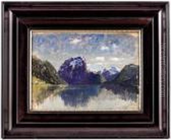 Norwegische Fjordlandschaft Oil Painting by Adelsteen Normann