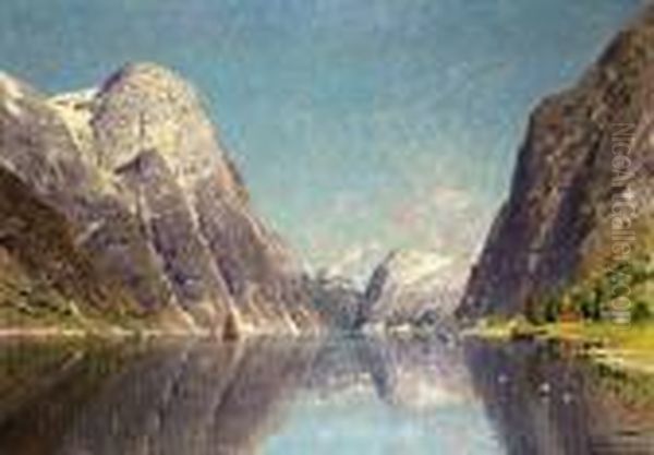 Norwegische Fjordlandschaft Oil Painting by Adelsteen Normann