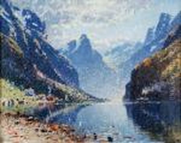 Widok Fiordu Oil Painting by Adelsteen Normann