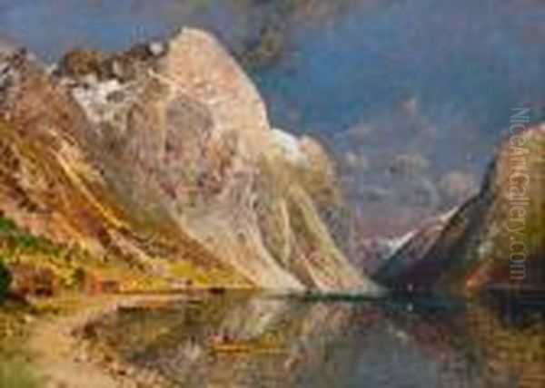 Sonniger Fjord Oil Painting by Adelsteen Normann