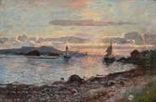 Coastal Landscape Oil Painting by Adelsteen Normann