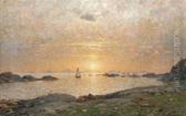 Sunset Over The Bay Oil Painting by Adelsteen Normann