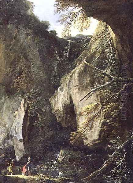 Rocky Landscape Oil Painting by Salvator Rosa