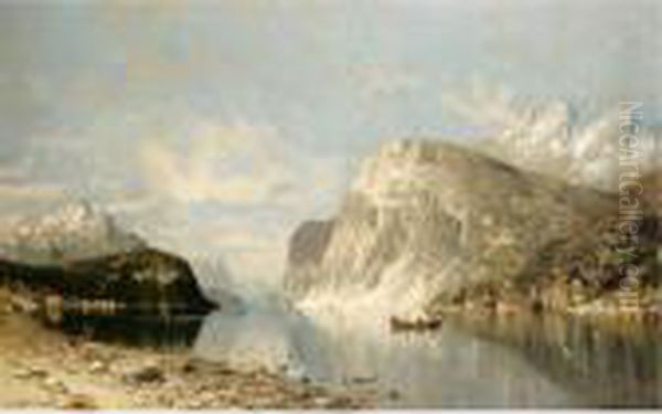 Rowing On The Fjord Oil Painting by Adelsteen Normann