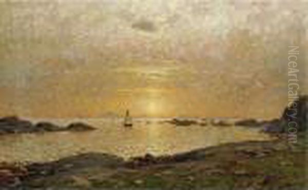 Sunset Over The Bay Oil Painting by Adelsteen Normann