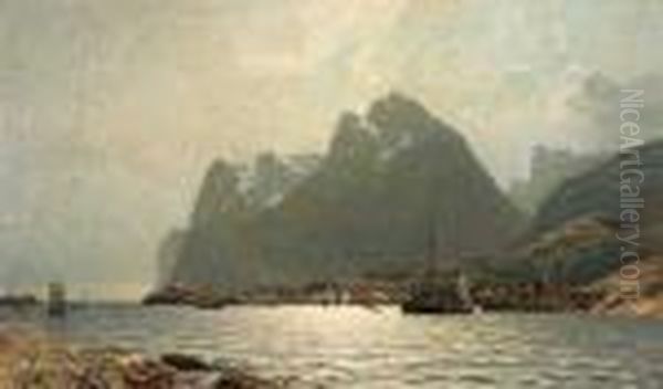 Fiskevaer Nordpa Oil Painting by Adelsteen Normann