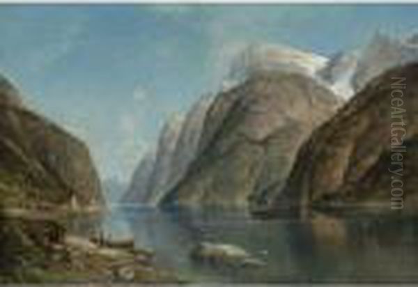 View Of A Fjord Oil Painting by Adelsteen Normann