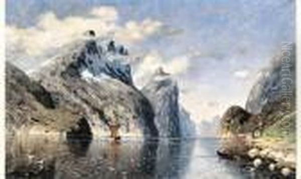 Fjordlandschap In Noorwegen Oil Painting by Adelsteen Normann