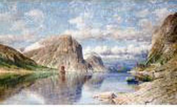 Norwegian Fjord Oil Painting by Adelsteen Normann