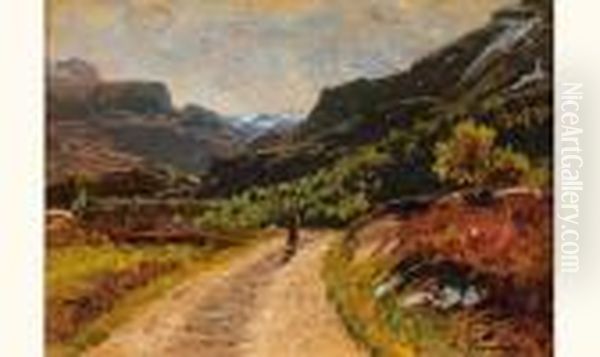 Promenade Estivale En Norvege Oil Painting by Adelsteen Normann