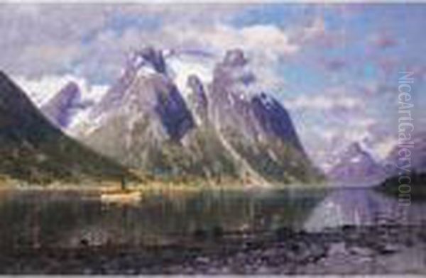 Saltenfjorden, Norge (the Saltenfjord, Norway) Oil Painting by Adelsteen Normann