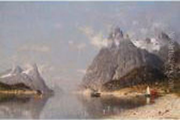 Fra En Norsk Fjord (norwegian Fjord) Oil Painting by Adelsteen Normann