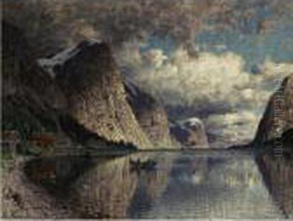 A Cloudy Day On A Fjord Oil Painting by Adelsteen Normann