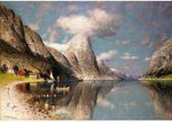 A Fjord In Summer Oil Painting by Adelsteen Normann