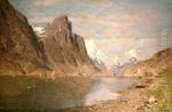 Fjordlandskap Oil Painting by Adelsteen Normann