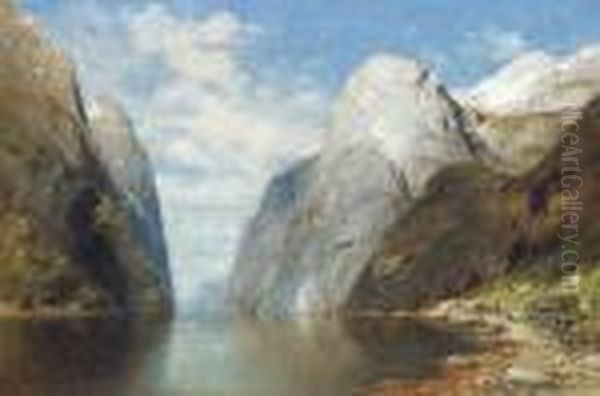 Trollfjorden, Norway Oil Painting by Adelsteen Normann