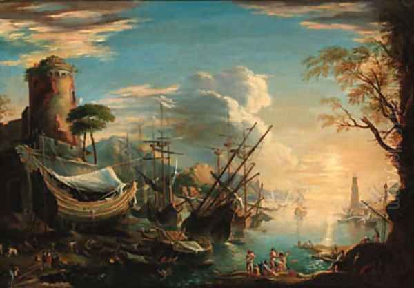 Marina del Porto Oil Painting by Salvator Rosa