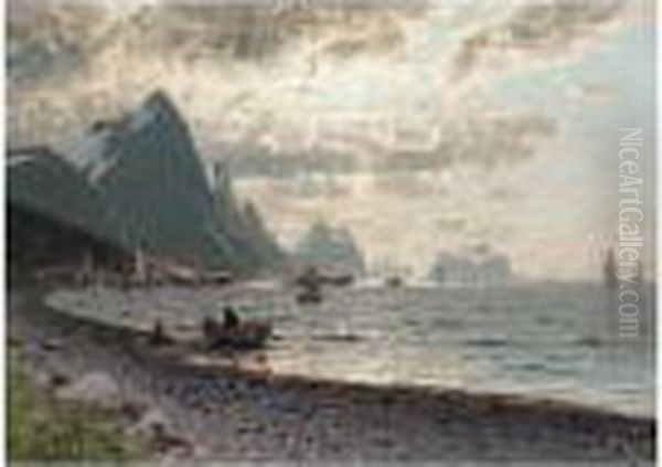 A Norwegian Fjord Oil Painting by Adelsteen Normann