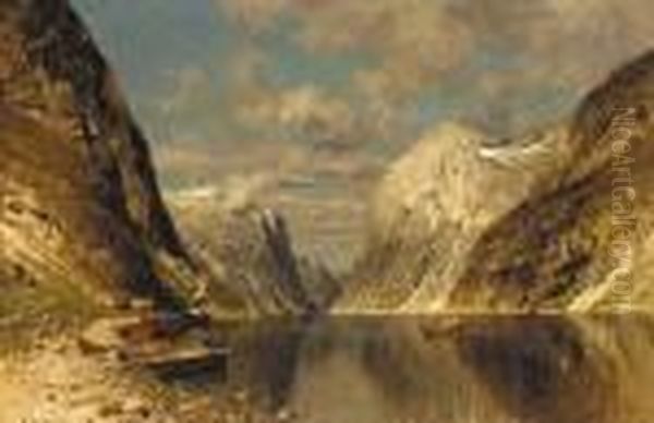 A Fjord On A Summer's Day Oil Painting by Adelsteen Normann