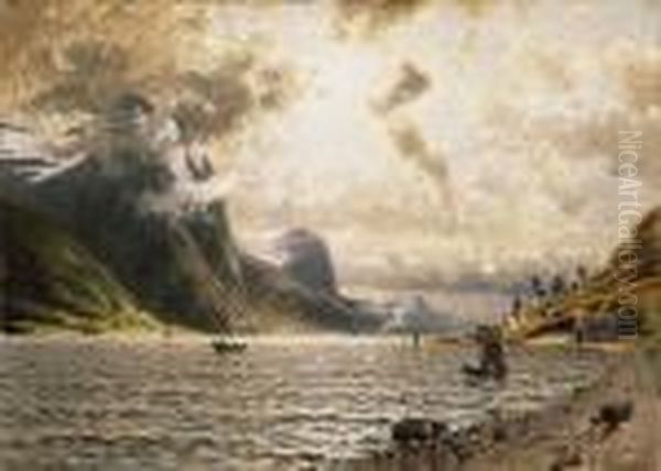 View Of A Fiord Oil Painting by Adelsteen Normann