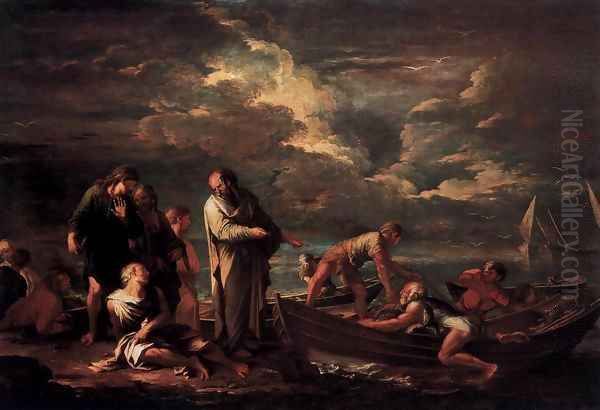 Pythagoras and the Fisherman Oil Painting by Salvator Rosa